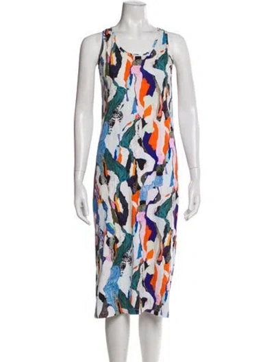Pre-owned Carven Printed Midi Length Dress In Blue