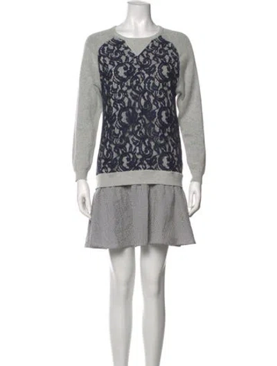 Pre-owned Carven Printed Mini Dress In Gray