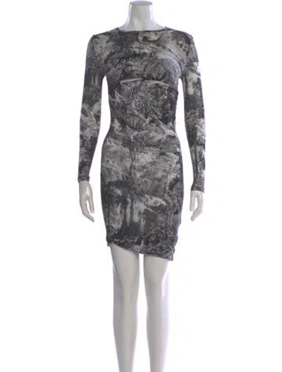 Pre-owned Carven Printed Mini Dress In Gray