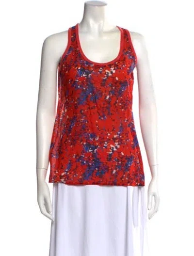 Pre-owned Carven Printed Scoop Neck Top In Red