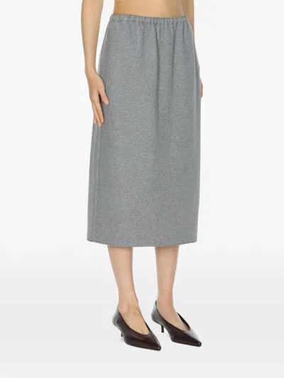 Carven Pull-on Midi Skirt In Gray