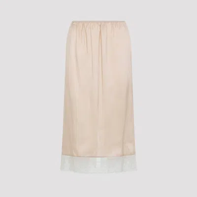 Carven Pull-on Thece Trim Midi Skirt In Nude