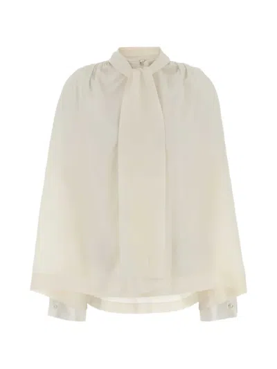 Carven Sh311-gathered Scarf Blouse In Multi