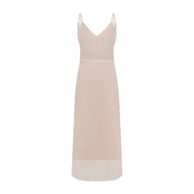 Carven Cotton Organza Midi Slip Dress In Pink