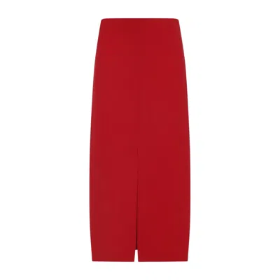 CARVEN RED ACETATE MIDI SKIRT