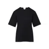 Carven Relaxed Fit Cotton T-shirt With Unique Neckline In Black