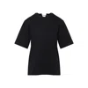 Carven Relaxed Fit Cotton T-shirt With Unique Neckline In Black