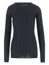 Carven Ribbed Wool And Silk Sweater In Blue