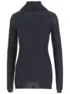 Carven Ribbed Wool And Silk Sweater In Black