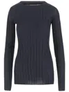 Carven Ribbed Wool And Silk Sweater In Blue