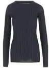 Carven Ribbed Wool And Silk Sweater In Blue