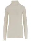 Carven Ribbed Wool And Silk Sweater In Neutral