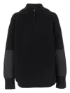 Carven Ribbed Zip-up Wool Sweater In Black