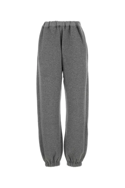 Carven Ribbed-cuff Cotton-blend Joggers In Gray