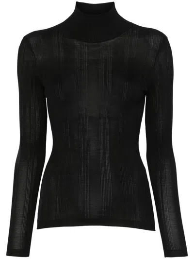 Carven Roll-neck Sweater In Black