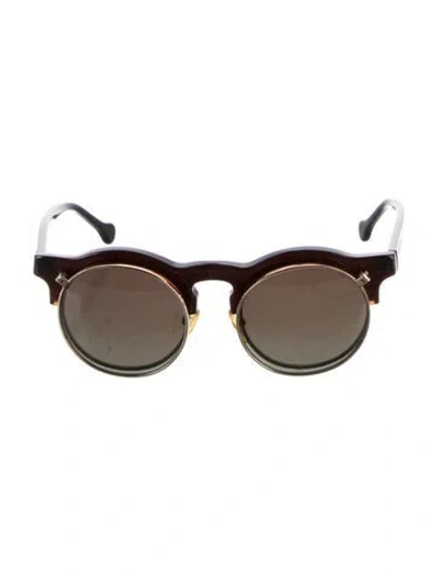 Pre-owned Carven Round Tinted Sunglasses In Black