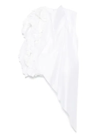 Carven Oberteil Mit Rüschen In White