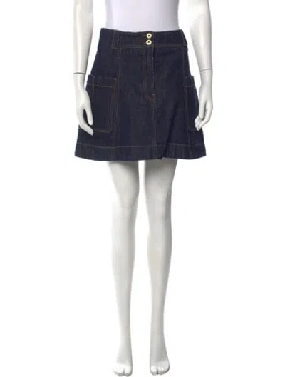 Pre-owned Carven Ruffle Embellishment Mini Skirt In Blue