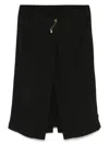 Carven Wrap-effect Embellished Crepe Midi Skirt In Black