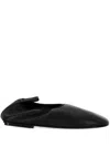 Carven Garnier Smoke Grey Nappa Leather Slippers In Deep Black