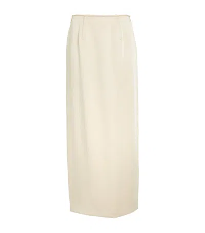 Carven Satin Maxi Skirt In Off-white