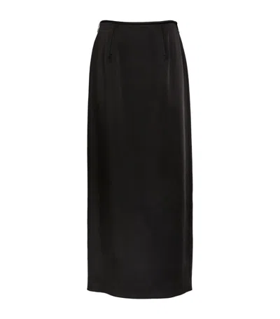 Carven Satin Maxi Skirt In Black