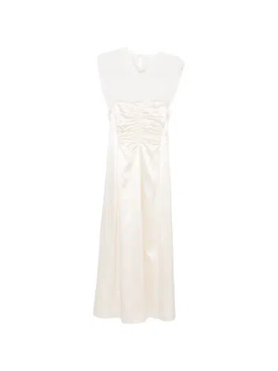 Carven Satin-finish Maxi Dress In Neutral