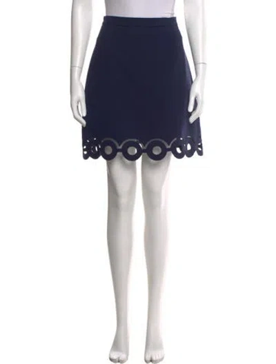 Pre-owned Carven Scalloped Accent Mini Skirt In Blue