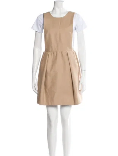 Pre-owned Carven Scoop Neck Mini Dress In Neutral