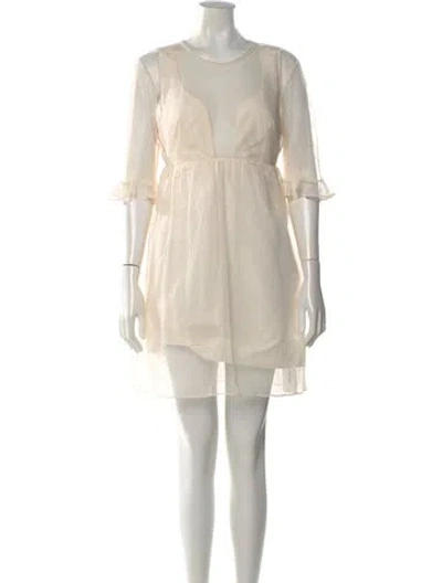Pre-owned Carven Scoop Neck Mini Dress In Neutral