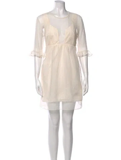 Pre-owned Carven Scoop Neck Mini Dress W/ Tags In Neutral