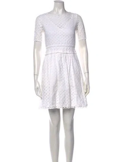 Pre-owned Carven Scoop Neck Mini Dress In White