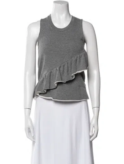 Pre-owned Carven Scoop Neck Sleeveless Crop Top In Gray