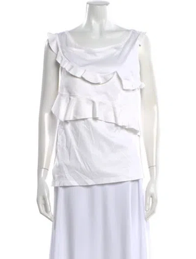 Pre-owned Carven Scoop Neck Sleeveless Top In White