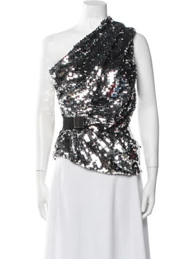 Pre-owned Carven Sequin Patterned Top In Silver