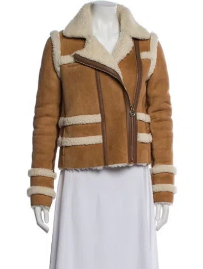 Pre-owned Carven Shearling Faux Fur Jacket In Brown