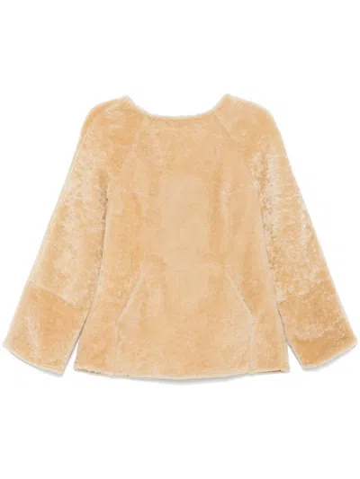 Carven Shearling Sweatshirt In Neutrals