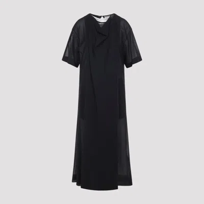 Carven Sheer Draped Dress In Black