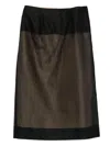 Carven Sheer Panelled Straight Midi Skirt In Black
