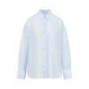 Carven Logo Embroidered Buttoned Shirt In Blue