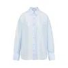 Carven Logo Embroidered Buttoned Shirt In Blue