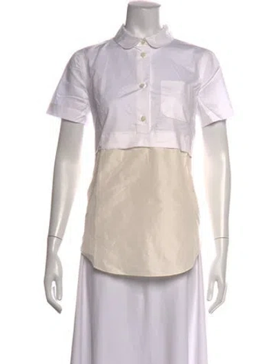 Pre-owned Carven Short Sleeve Button-up Top In Neutrals