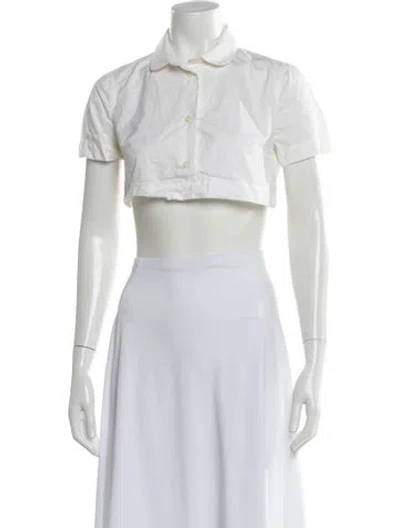 Pre-owned Carven Short Sleeve Crop Top In White