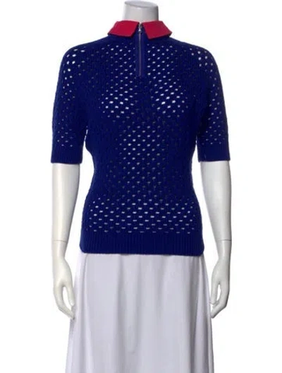 Pre-owned Carven Short Sleeve Polo In Blue