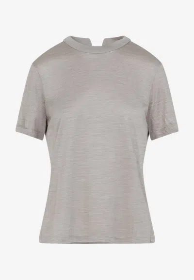 Carven Short-sleeved Silk T-shirt In Gray