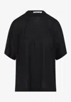 Carven Silk T-shirt With High Neckline In Black