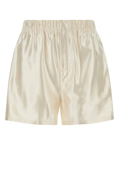 Carven Satin-finish Elasticated-waist Shorts In Neutral