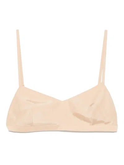 Carven Silk Bra In Neutral
