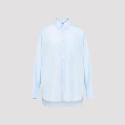 Carven Silk Button-front Shirt In Blue