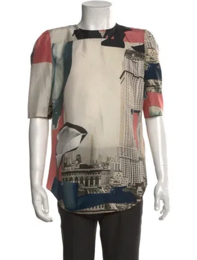 Pre-owned Carven Silk Graphic Print Shirt In Neutrals